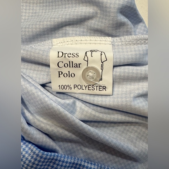 Collars and Co Dress Collar Golf Polo Shirt Size Small Blue Houndstooth - Picture 5 of 7
